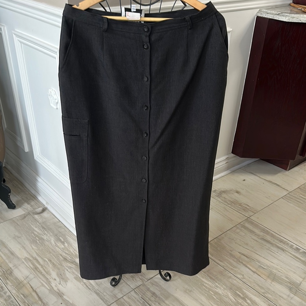 Midnight Grey Maxi Button-Down Skirt